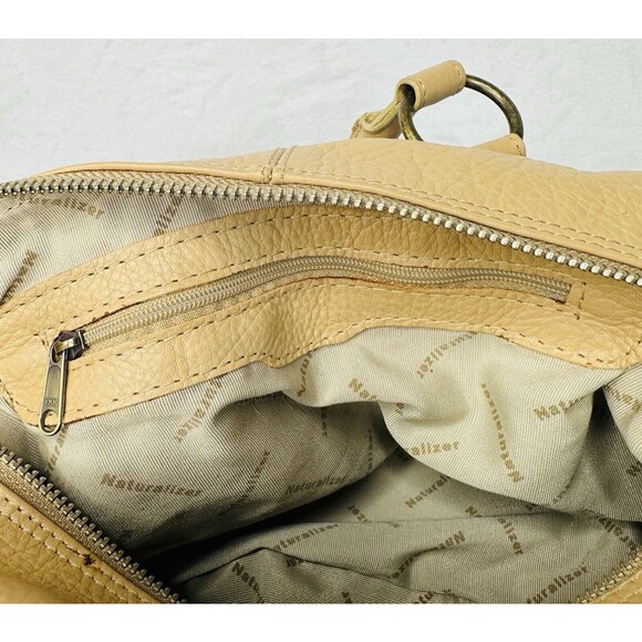 Naturalizer Tan Pebble Grain Leather Handbag Double Front Pockets 12"x5"x6" - Picture 10 of 15